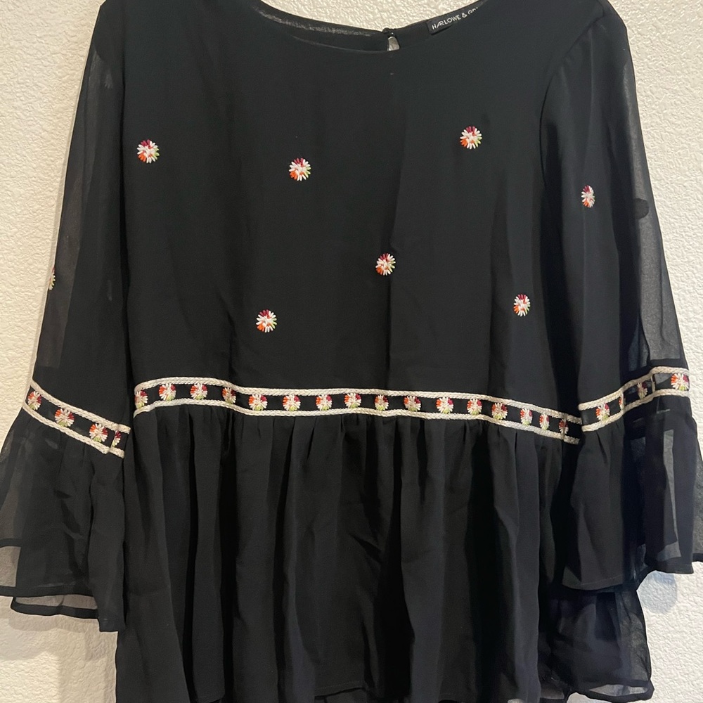 Harlowe & Graham Womens Black‎ 3/4 sleeve Belle Tunic  Blouse